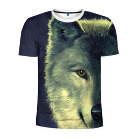 Мужская футболка 3D спортивная с принтом Серый волк в Санкт-Петербурге, 100% полиэстер с улучшенными характеристиками | приталенный силуэт, круглая горловина, широкие плечи, сужается к линии бедра | аука | бирюк | волк | волчара | волчица | волчок | глаза | животное | животные | зверь | зеленые | койот | млекопитающее | нос | санитар леса | серый | уши | фауна | фон | хищник | черный | шакал | шерсть