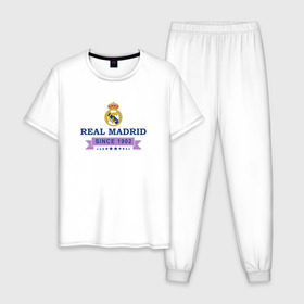 Мужская пижама хлопок с принтом Real Madrid - Classic 1902 в Санкт-Петербурге, 100% хлопок | брюки и футболка прямого кроя, без карманов, на брюках мягкая резинка на поясе и по низу штанин
 | real | real madrid | мадрид | реал | футбол