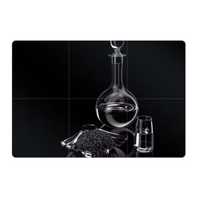 Магнитный плакат 3Х2 с принтом Водка и черная икра в Санкт-Петербурге, Полимерный материал с магнитным слоем | 6 деталей размером 9*9 см | графин | еда | жидкость | закуска | темный | черный
