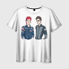Мужская футболка 3D с принтом 21 Pilots в Санкт-Петербурге, 100% полиэфир | прямой крой, круглый вырез горловины, длина до линии бедер | 21 pilots | josh dun | twenty one pilots | tyler joseph | джош дан | тайлер джозеф