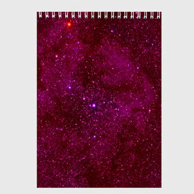 Скетчбук с принтом Розовые звёзды в Санкт-Петербурге, 100% бумага
 | 48 листов, плотность листов — 100 г/м2, плотность картонной обложки — 250 г/м2. Листы скреплены сверху удобной пружинной спиралью | nebula | звезды | созвездие | туманность