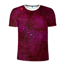 Мужская футболка 3D спортивная с принтом Розовые звёзды в Санкт-Петербурге, 100% полиэстер с улучшенными характеристиками | приталенный силуэт, круглая горловина, широкие плечи, сужается к линии бедра | Тематика изображения на принте: nebula | звезды | созвездие | туманность
