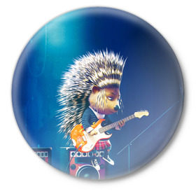 Значок с принтом Животный рок в Санкт-Петербурге,  металл | круглая форма, металлическая застежка в виде булавки | бас | гитара | дикобраз | еж | ежик | колонки | музыка | рок