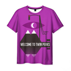 Мужская футболка 3D с принтом Welcome в Санкт-Петербурге, 100% полиэфир | прямой крой, круглый вырез горловины, длина до линии бедер | 3d | tv series | twin peaks | сериал | твин пикс