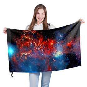 Флаг 3D с принтом Млечный путь в Санкт-Петербурге, 100% полиэстер | плотность ткани — 95 г/м2, размер — 67 х 109 см. Принт наносится с одной стороны | nebula | звезды | созвездие | туманность