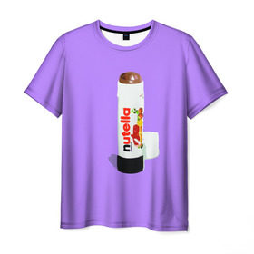 Мужская футболка 3D с принтом Нутелла в Санкт-Петербурге, 100% полиэфир | прямой крой, круглый вырез горловины, длина до линии бедер | nutella | нутелла | ореховая паста | помада | сладости | шоколадная паста