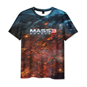 Мужская футболка 3D с принтом Mass Effect в Санкт-Петербурге, 100% полиэфир | прямой крой, круглый вырез горловины, длина до линии бедер | n7 | shepard | галактика | жнец | космос | масс | нормандия | планета | шепард | эффект