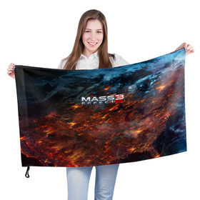 Флаг 3D с принтом Mass Effect в Санкт-Петербурге, 100% полиэстер | плотность ткани — 95 г/м2, размер — 67 х 109 см. Принт наносится с одной стороны | n7 | shepard | галактика | жнец | космос | масс | нормандия | планета | шепард | эффект