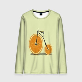 Мужской лонгслив 3D с принтом Апельсиновый велосипед в Санкт-Петербурге, 100% полиэстер | длинные рукава, круглый вырез горловины, полуприлегающий силуэт | 
