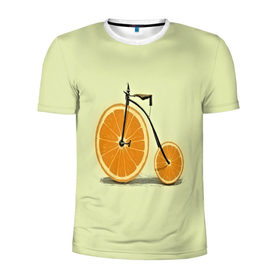 Мужская футболка 3D спортивная с принтом Апельсиновый велосипед в Санкт-Петербурге, 100% полиэстер с улучшенными характеристиками | приталенный силуэт, круглая горловина, широкие плечи, сужается к линии бедра | 