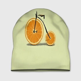 Шапка 3D с принтом Апельсиновый велосипед в Санкт-Петербурге, 100% полиэстер | универсальный размер, печать по всей поверхности изделия | 