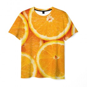 Мужская футболка 3D с принтом Апельсинка в Санкт-Петербурге, 100% полиэфир | прямой крой, круглый вырез горловины, длина до линии бедер | апельсин | свежесть | фрукт