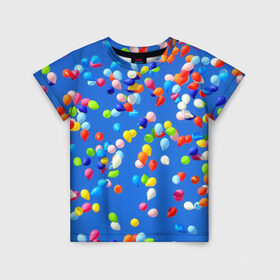 Детская футболка 3D с принтом Воздушные шары в Санкт-Петербурге, 100% гипоаллергенный полиэфир | прямой крой, круглый вырез горловины, длина до линии бедер, чуть спущенное плечо, ткань немного тянется | Тематика изображения на принте: воздушные шары | небо | праздник | радость | шарики