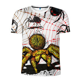 Мужская футболка 3D спортивная с принтом Тарантул в Санкт-Петербурге, 100% полиэстер с улучшенными характеристиками | приталенный силуэт, круглая горловина, широкие плечи, сужается к линии бедра | Тематика изображения на принте: spider | паук | паутина | тарантул