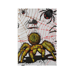 Обложка для паспорта матовая кожа с принтом Тарантул в Санкт-Петербурге, натуральная матовая кожа | размер 19,3 х 13,7 см; прозрачные пластиковые крепления | Тематика изображения на принте: spider | паук | паутина | тарантул