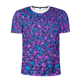 Мужская футболка 3D спортивная с принтом Загадочные совы в Санкт-Петербурге, 100% полиэстер с улучшенными характеристиками | приталенный силуэт, круглая горловина, широкие плечи, сужается к линии бедра | птица | птицы | синий | сиреневый | сова | толпа | филин | фиолетовый