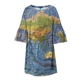 Детское платье 3D с принтом Карта в Санкт-Петербурге, 100% полиэстер | прямой силуэт, чуть расширенный к низу. Круглая горловина, на рукавах — воланы | география | земля | мир