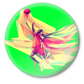Значок с принтом Баскетбол в Санкт-Петербурге,  металл | круглая форма, металлическая застежка в виде булавки | баскетболист | бросок | мяч | прыжок