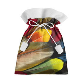 Подарочный 3D мешок с принтом Перья в Санкт-Петербурге, 100% полиэстер | Размер: 29*39 см | Тематика изображения на принте: перо | попугай | птица | радуга | радужный