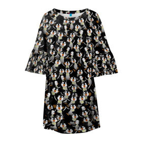 Детское платье 3D с принтом Дурацкие пингвины в Санкт-Петербурге, 100% полиэстер | прямой силуэт, чуть расширенный к низу. Круглая горловина, на рукавах — воланы | антарктида | антарктика | пингвин | полюс | полярник | птенец | птицы | толпа