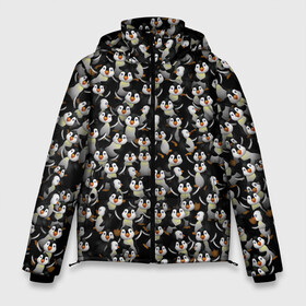 Мужская зимняя куртка 3D с принтом Дурацкие пингвины в Санкт-Петербурге, верх — 100% полиэстер; подкладка — 100% полиэстер; утеплитель — 100% полиэстер | длина ниже бедра, свободный силуэт Оверсайз. Есть воротник-стойка, отстегивающийся капюшон и ветрозащитная планка. 

Боковые карманы с листочкой на кнопках и внутренний карман на молнии. | антарктида | антарктика | пингвин | полюс | полярник | птенец | птицы | толпа