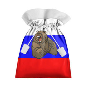 Подарочный 3D мешок с принтом Медведь в Санкт-Петербурге, 100% полиэстер | Размер: 29*39 см | Тематика изображения на принте: медведь | триколор | я русский