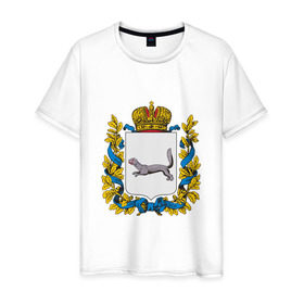 Мужская футболка хлопок с принтом Герб Башкортостана в Санкт-Петербурге, 100% хлопок | прямой крой, круглый вырез горловины, длина до линии бедер, слегка спущенное плечо. | 