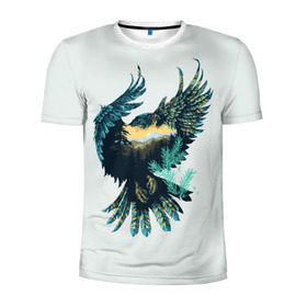 Мужская футболка 3D спортивная с принтом Орел в Санкт-Петербурге, 100% полиэстер с улучшенными характеристиками | приталенный силуэт, круглая горловина, широкие плечи, сужается к линии бедра | беркут | кречет | орел | природа | птица | ястреб