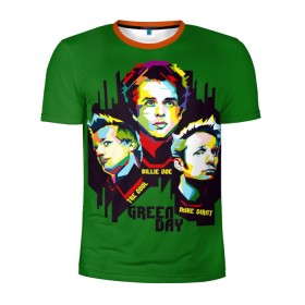 Мужская футболка 3D спортивная с принтом Green Day в Санкт-Петербурге, 100% полиэстер с улучшенными характеристиками | приталенный силуэт, круглая горловина, широкие плечи, сужается к линии бедра | american idiot | green day | грин дей | грин дэй
