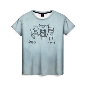 Женская футболка 3D с принтом Чаппи в Санкт-Петербурге, 100% полиэфир ( синтетическое хлопкоподобное полотно) | прямой крой, круглый вырез горловины, длина до линии бедер | antwoord | chappie | die | ninja | yolandi | йоланди | ниндзя | робот