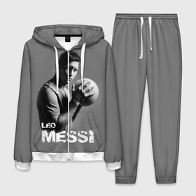 Мужской костюм 3D с принтом Leo Messi в Санкт-Петербурге, 100% полиэстер | Манжеты и пояс оформлены тканевой резинкой, двухслойный капюшон со шнурком для регулировки, карманы спереди | barcelona | spanish | аргентина | барселона | испания | лео | месси | мяч | футбол | футболист