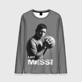 Мужской лонгслив 3D с принтом Leo Messi в Санкт-Петербурге, 100% полиэстер | длинные рукава, круглый вырез горловины, полуприлегающий силуэт | Тематика изображения на принте: barcelona | spanish | аргентина | барселона | испания | лео | месси | мяч | футбол | футболист