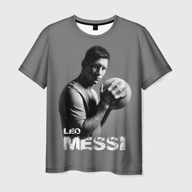 Мужская футболка 3D с принтом Leo Messi в Санкт-Петербурге, 100% полиэфир | прямой крой, круглый вырез горловины, длина до линии бедер | Тематика изображения на принте: barcelona | spanish | аргентина | барселона | испания | лео | месси | мяч | футбол | футболист