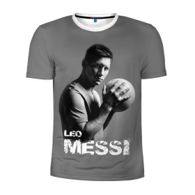 Мужская футболка 3D спортивная с принтом Leo Messi в Санкт-Петербурге, 100% полиэстер с улучшенными характеристиками | приталенный силуэт, круглая горловина, широкие плечи, сужается к линии бедра | barcelona | spanish | аргентина | барселона | испания | лео | месси | мяч | футбол | футболист