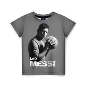 Детская футболка 3D с принтом Leo Messi в Санкт-Петербурге, 100% гипоаллергенный полиэфир | прямой крой, круглый вырез горловины, длина до линии бедер, чуть спущенное плечо, ткань немного тянется | Тематика изображения на принте: barcelona | spanish | аргентина | барселона | испания | лео | месси | мяч | футбол | футболист
