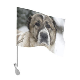 Флаг для автомобиля с принтом САО (алабай) в Санкт-Петербурге, 100% полиэстер | Размер: 30*21 см | большая огромная | грозная | добрая | друг человека | животное | красивая | милая | пес | породистая собака | породы | прикольная | сао алабай | щенок