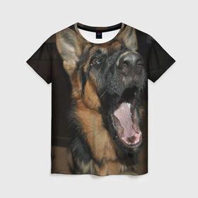 Женская футболка 3D с принтом Гав в Санкт-Петербурге, 100% полиэфир ( синтетическое хлопкоподобное полотно) | прямой крой, круглый вырез горловины, длина до линии бедер | друг человека | животное | красивая | милая | пес | породистая собака | породы | прикольная | щенок