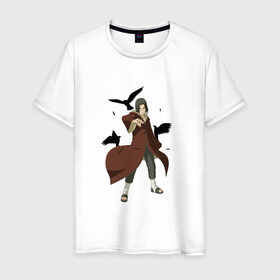 Мужская футболка хлопок с принтом Итачи и его вороны в Санкт-Петербурге, 100% хлопок | прямой крой, круглый вырез горловины, длина до линии бедер, слегка спущенное плечо. | 