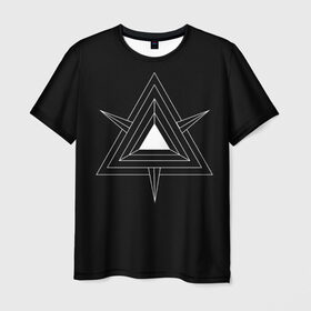 Мужская футболка 3D с принтом Темные треугольники в Санкт-Петербурге, 100% полиэфир | прямой крой, круглый вырез горловины, длина до линии бедер | геометрия | треугольник | треугольники