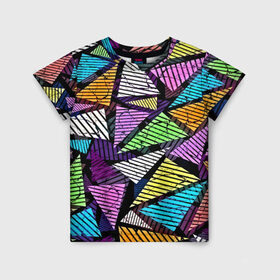 Детская футболка 3D с принтом Fashion triangle в Санкт-Петербурге, 100% гипоаллергенный полиэфир | прямой крой, круглый вырез горловины, длина до линии бедер, чуть спущенное плечо, ткань немного тянется | 
