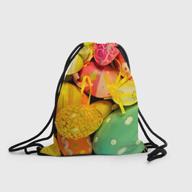 Рюкзак-мешок 3D с принтом Пасхальные яйца в Санкт-Петербурге, 100% полиэстер | плотность ткани — 200 г/м2, размер — 35 х 45 см; лямки — толстые шнурки, застежка на шнуровке, без карманов и подкладки | 