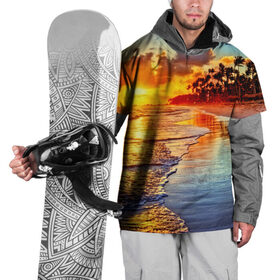 Накидка на куртку 3D с принтом Гавайи в Санкт-Петербурге, 100% полиэстер |  | Тематика изображения на принте: hawaii | гавайи | газон | горизонт | море | небо | облака | пальмы | побережье | скалы | солнце | сша | тропики