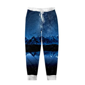 Мужские брюки 3D с принтом Млечный путь в Санкт-Петербурге, 100% полиэстер | манжеты по низу, эластичный пояс регулируется шнурком, по бокам два кармана без застежек, внутренняя часть кармана из мелкой сетки | ночной | пейзаж | синий