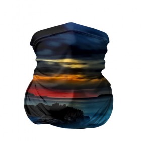 Бандана-труба 3D с принтом Скалистый берег в Санкт-Петербурге, 100% полиэстер, ткань с особыми свойствами — Activecool | плотность 150‒180 г/м2; хорошо тянется, но сохраняет форму | закат | море | небо | пейзаж | пестрый