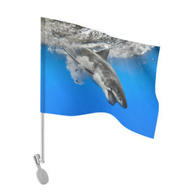 Флаг для автомобиля с принтом Акула в Санкт-Петербурге, 100% полиэстер | Размер: 30*21 см | shark | море | синий | челюсти