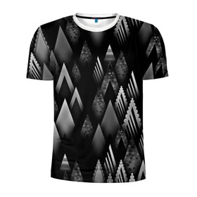 Мужская футболка 3D спортивная с принтом Ёлочки в Санкт-Петербурге, 100% полиэстер с улучшенными характеристиками | приталенный силуэт, круглая горловина, широкие плечи, сужается к линии бедра | геометрия | серый | треугольник | черный