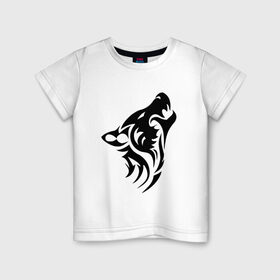 Детская футболка хлопок с принтом Серый волк в Санкт-Петербурге, 100% хлопок | круглый вырез горловины, полуприлегающий силуэт, длина до линии бедер | Тематика изображения на принте: 