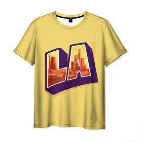 Мужская футболка 3D с принтом Лос-Анджелес в Санкт-Петербурге, 100% полиэфир | прямой крой, круглый вырез горловины, длина до линии бедер | Тематика изображения на принте: california | los angeles | usa | америка | калифорния | лос анджелес | сша