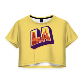 Женская футболка 3D укороченная с принтом Лос-Анджелес в Санкт-Петербурге, 100% полиэстер | круглая горловина, длина футболки до линии талии, рукава с отворотами | california | los angeles | usa | америка | калифорния | лос анджелес | сша