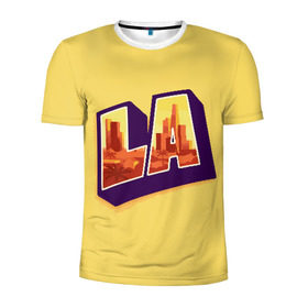 Мужская футболка 3D спортивная с принтом Лос-Анджелес в Санкт-Петербурге, 100% полиэстер с улучшенными характеристиками | приталенный силуэт, круглая горловина, широкие плечи, сужается к линии бедра | california | los angeles | usa | америка | калифорния | лос анджелес | сша